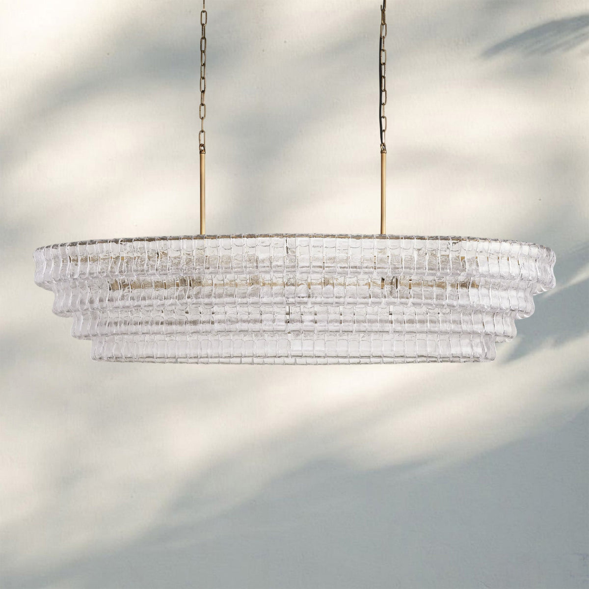 Ghiaccio Glass Oval Chandelier 54''65'' - Cyran Lamps