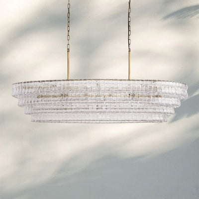 Ghiaccio Glass Oval Chandelier 54''65'' - Cyran Lamps