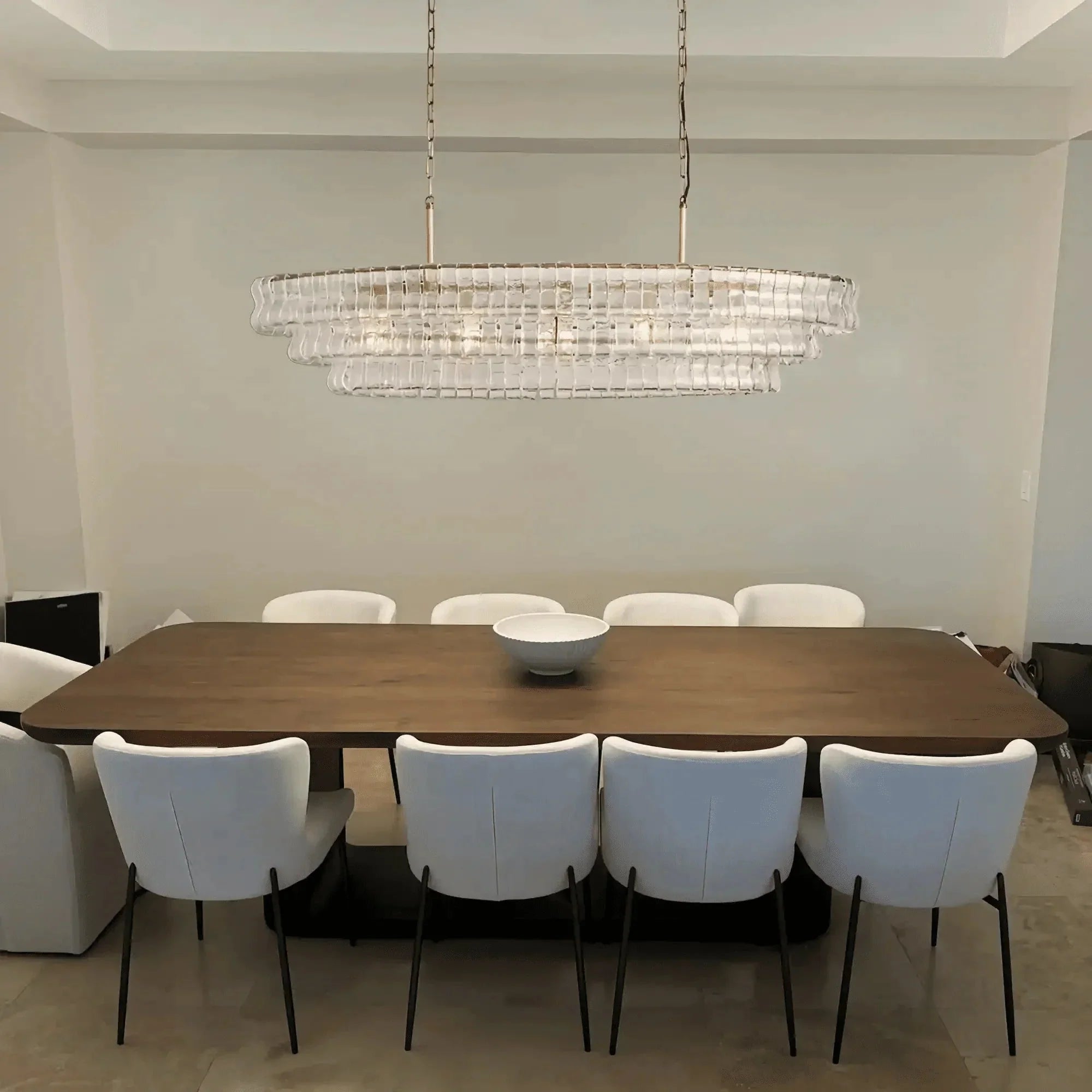 Ghiaccio Glass Oval Chandelier 54''65'' - Cyran Lamps