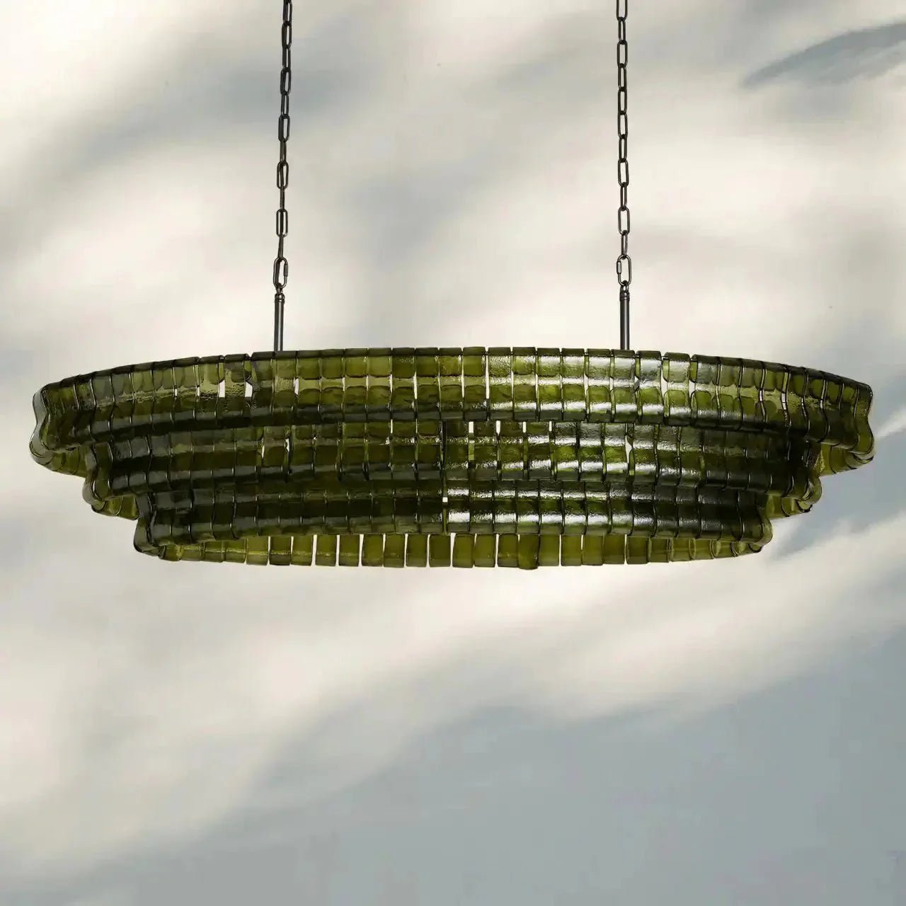 Ghiaccio Glass Oval Chandelier 54''65'' - Cyran Lamps