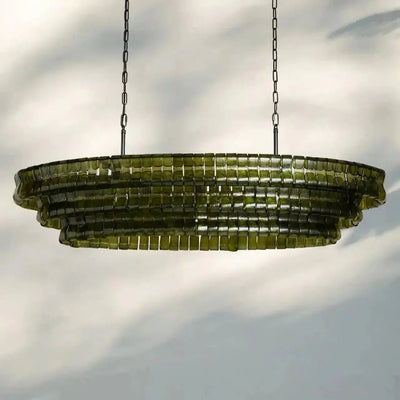 Ghiaccio Glass Oval Chandelier 54''65'' - Cyran Lamps