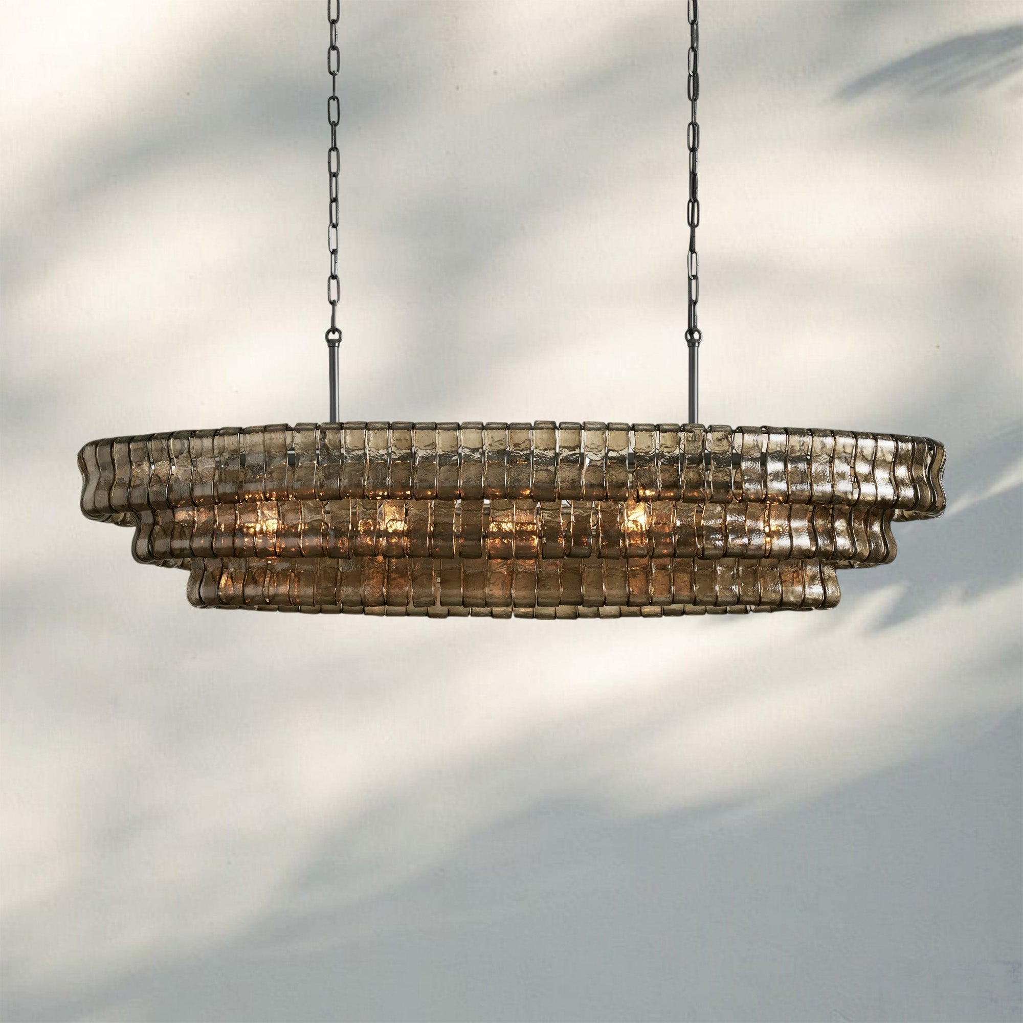 Ghiaccio Glass Oval Chandelier 54''65'' - Cyran Lamps