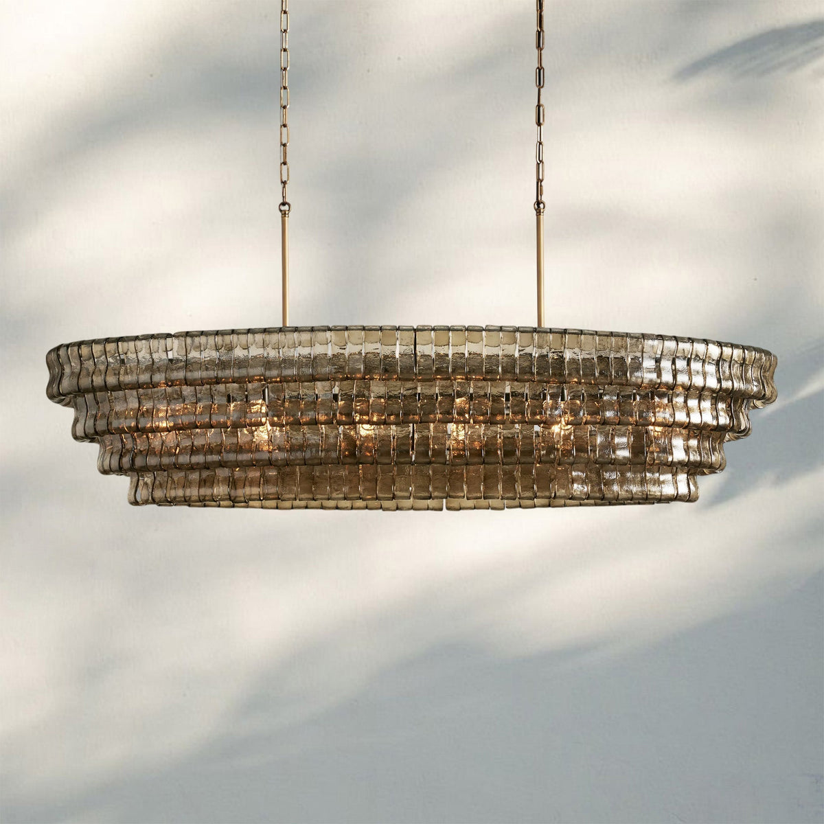 Ghiaccio Glass Oval Chandelier 54''65'' - Cyran Lamps