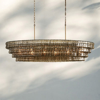 Ghiaccio Glass Oval Chandelier 54''65'' - Cyran Lamps