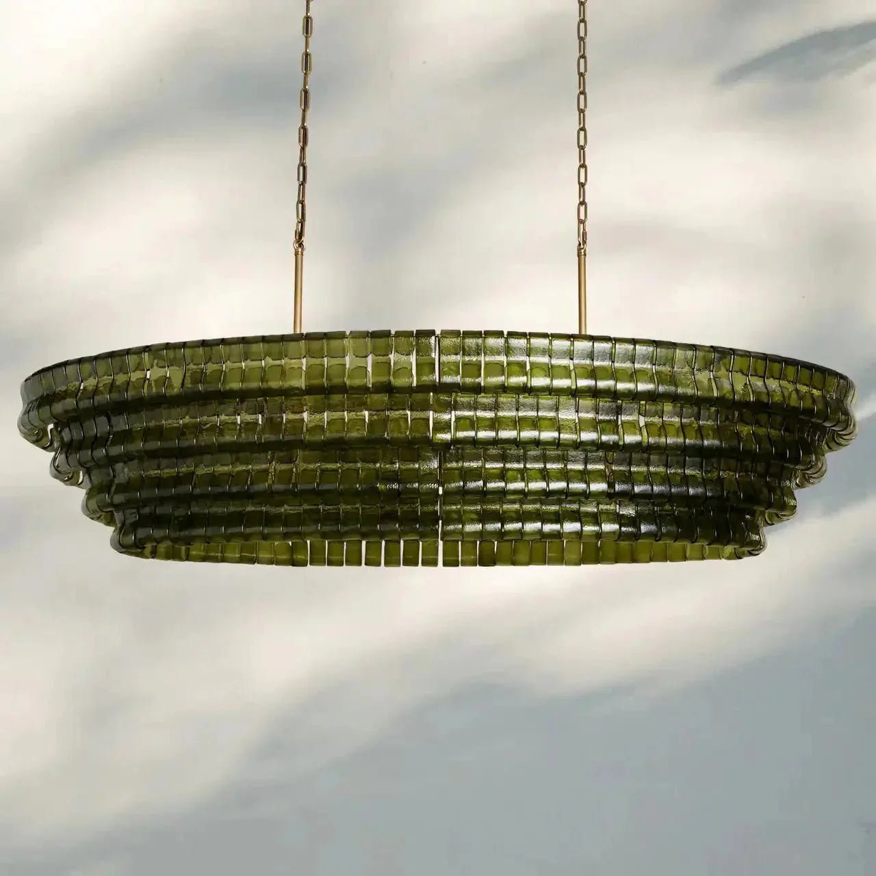 Ghiaccio Glass Oval Chandelier 54''65'' - Cyran Lamps