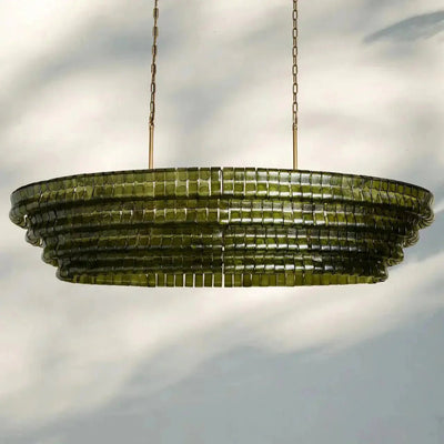 Ghiaccio Glass Oval Chandelier 54''65'' - Cyran Lamps