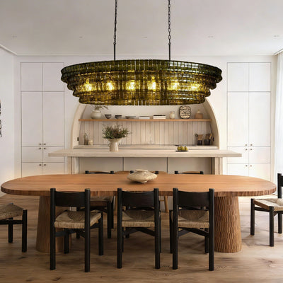 Ghiaccio Glass Oval Chandelier 54''65'' - Cyran Lamps