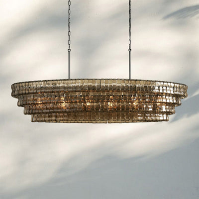 Ghiaccio Glass Oval Chandelier 54''65'' - Cyran Lamps