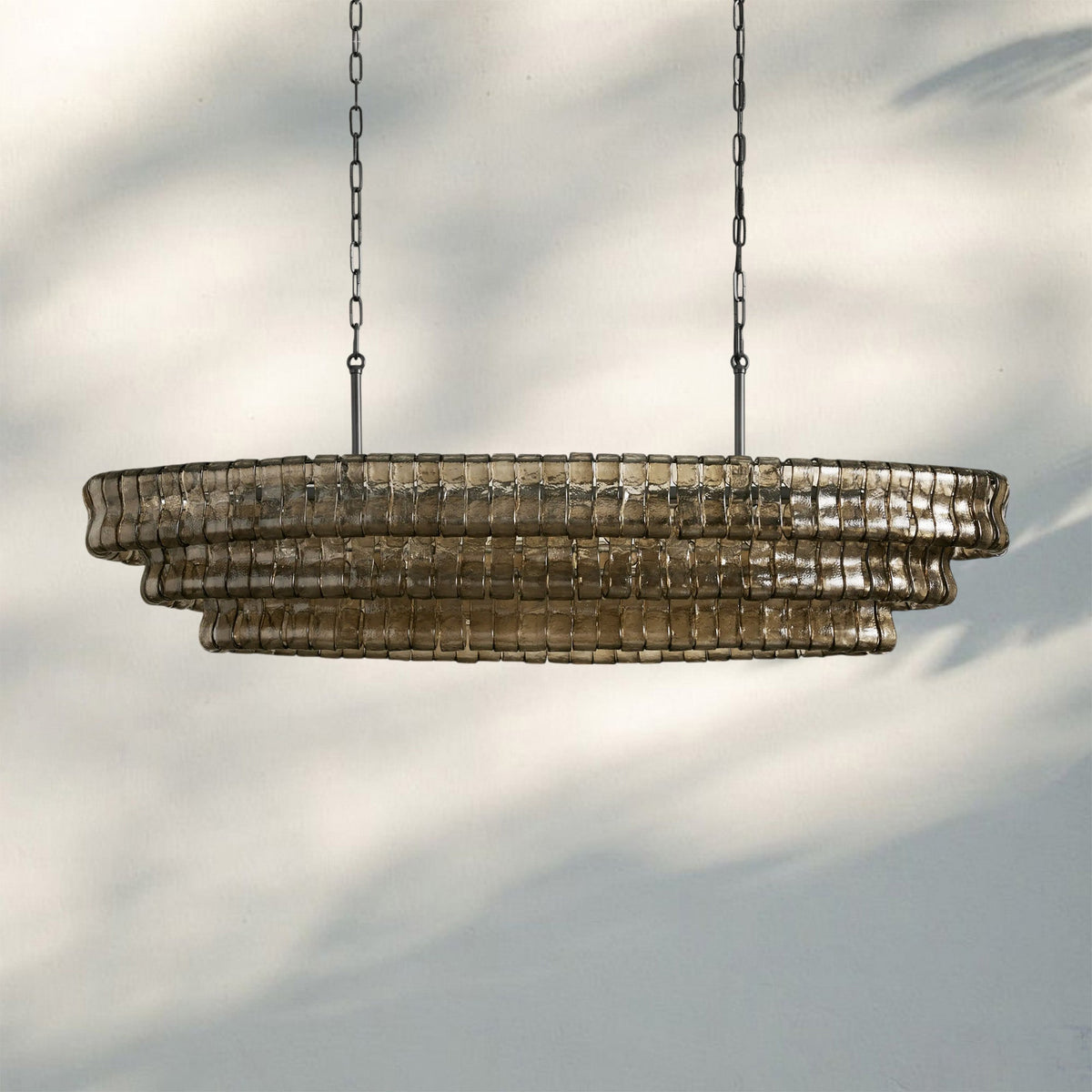 Ghiaccio Glass Oval Chandelier 54''65'' - Cyran Lamps