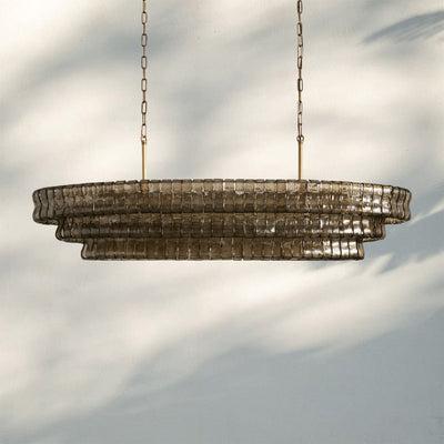 Ghiaccio Glass Oval Chandelier 54''65'' - Cyran Lamps