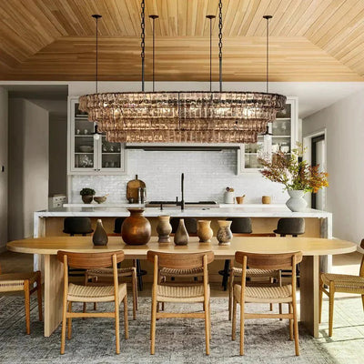 Ghiaccio Glass Oval Chandelier 54''65'' - Cyran Lamps