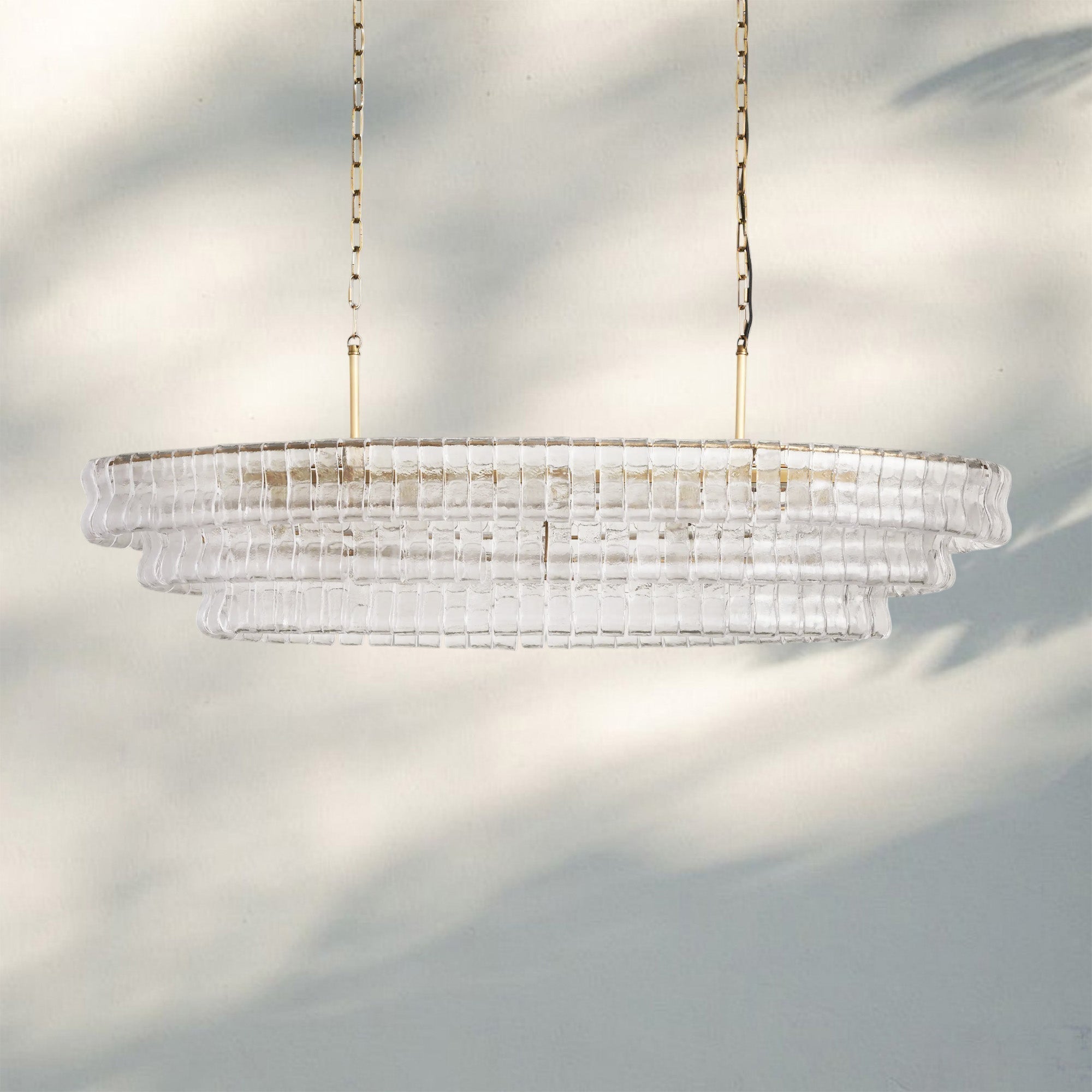 Ghiaccio Glass Oval Chandelier 54''65'' - Cyran Lamps