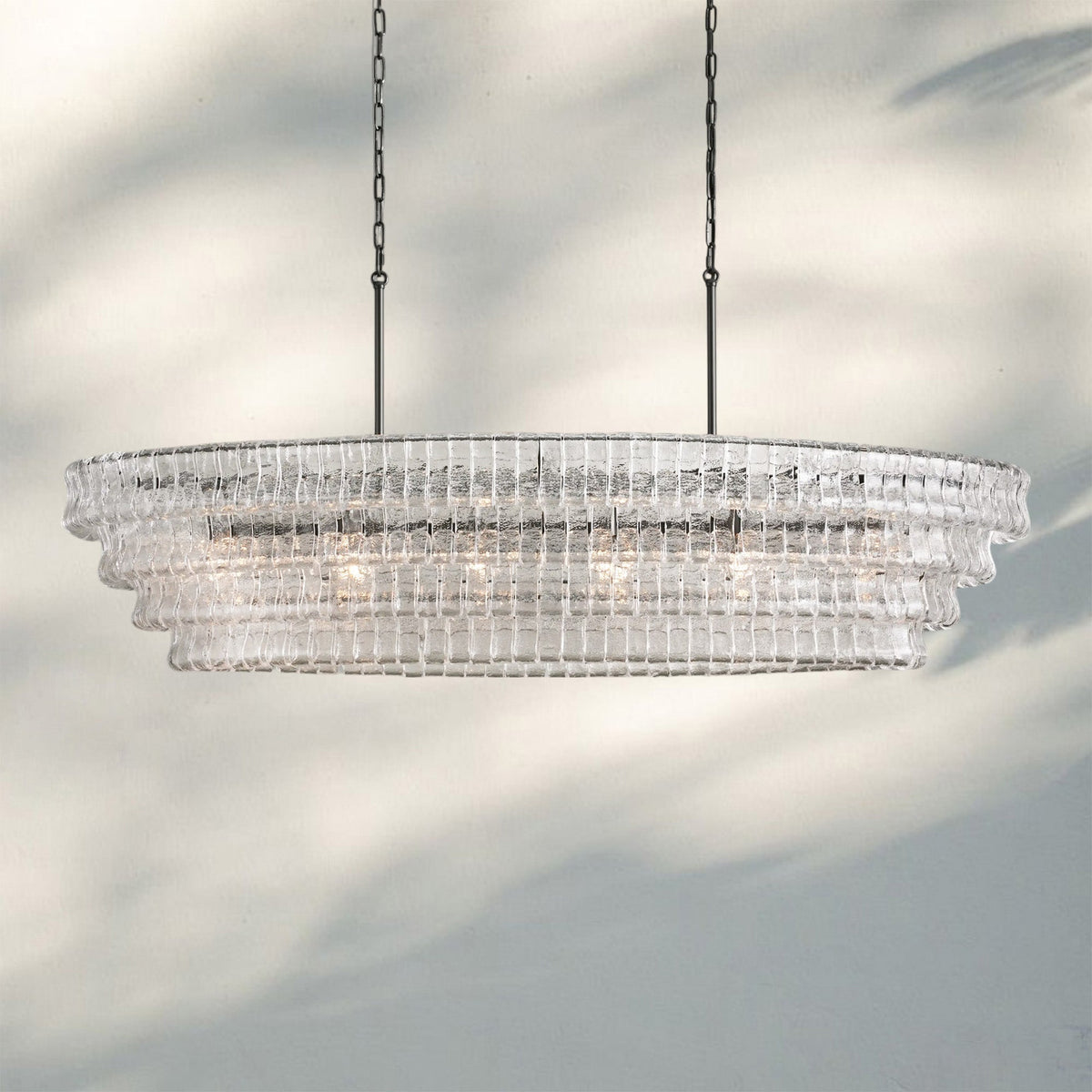 Ghiaccio Glass Oval Chandelier 54''65'' - Cyran Lamps