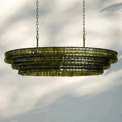 Ghiaccio Glass Oval Chandelier 54''65'' - Cyran Lamps