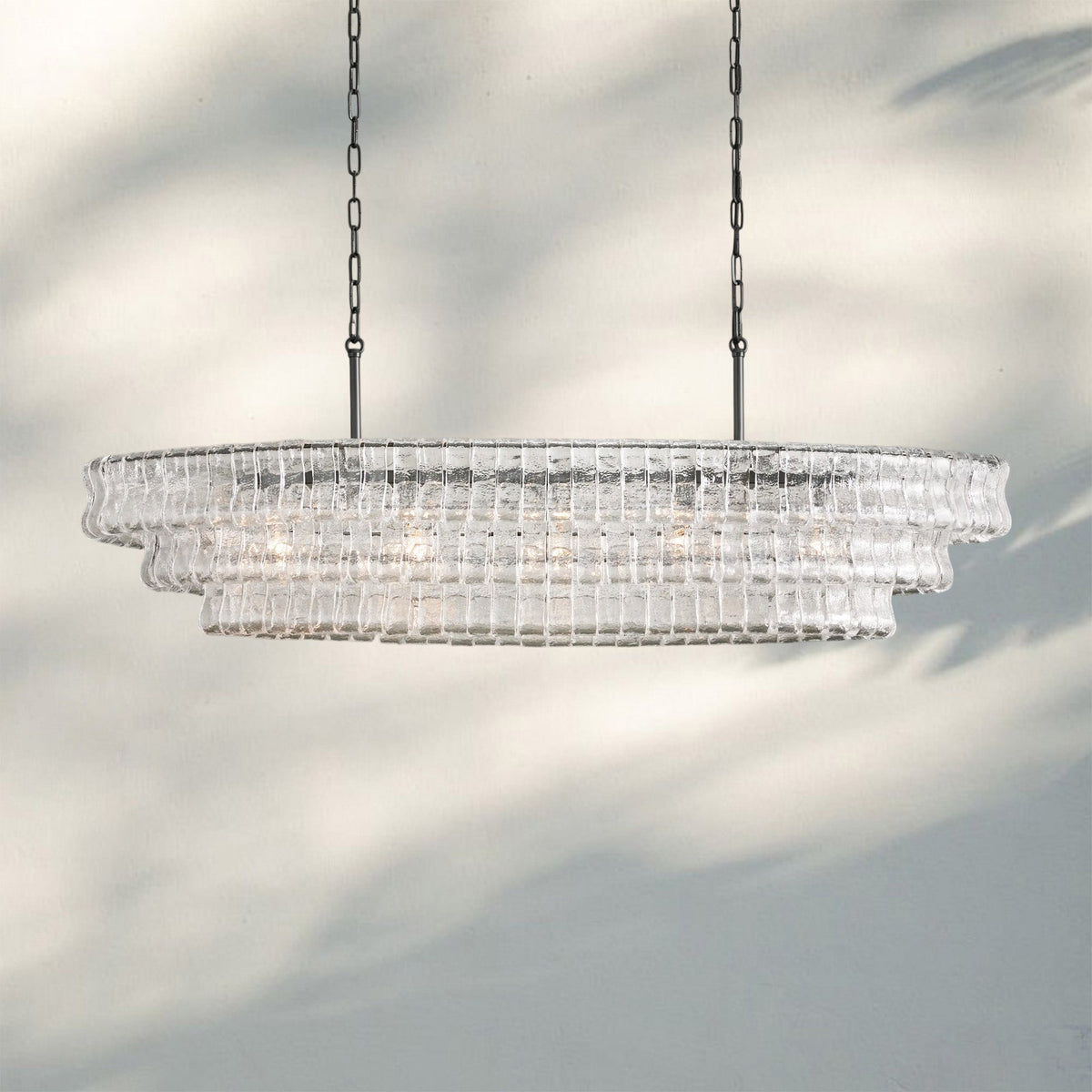 Ghiaccio Glass Oval Chandelier 54''65'' - Cyran Lamps