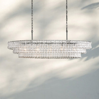 Ghiaccio Glass Oval Chandelier 54''65'' - Cyran Lamps