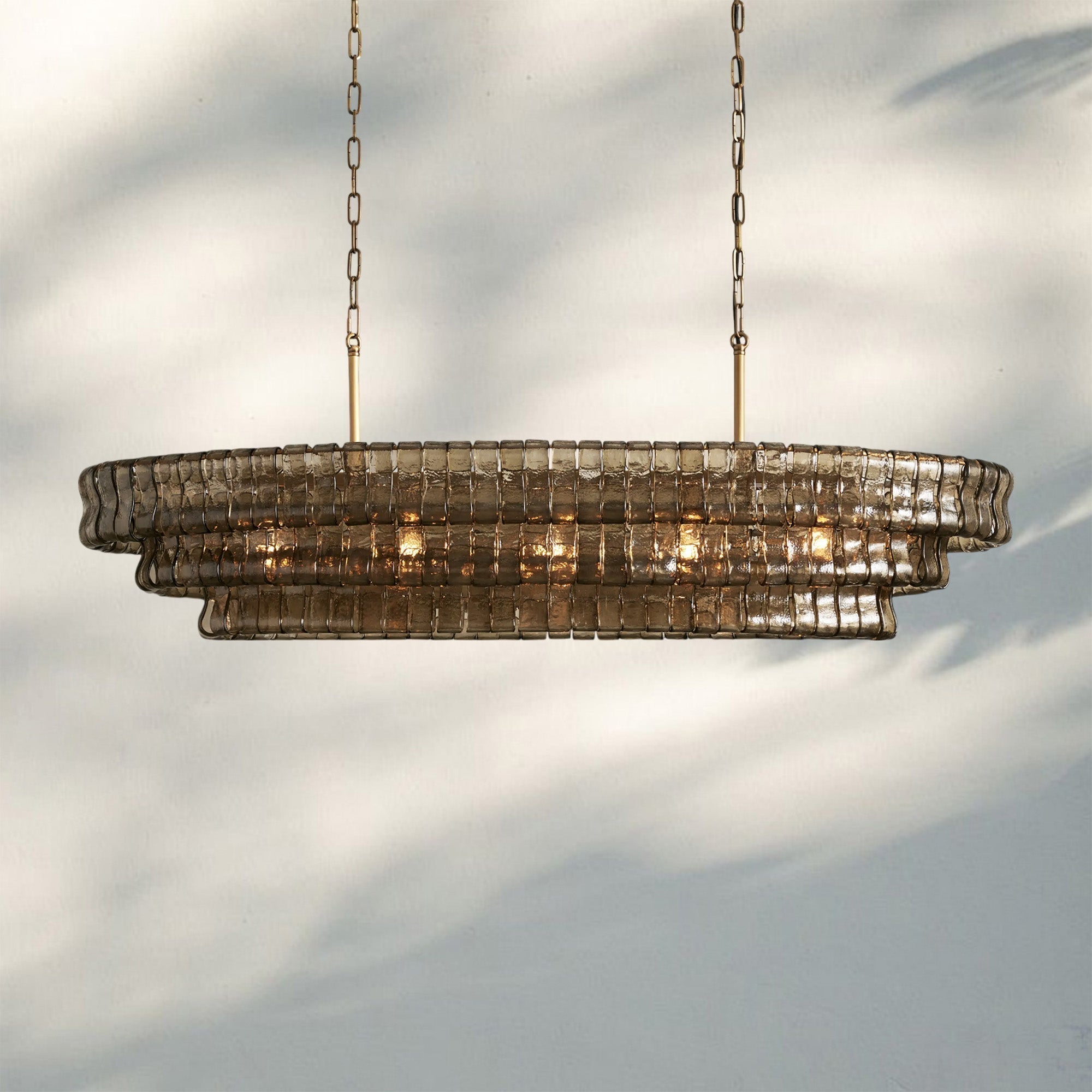Ghiaccio Glass Oval Chandelier 54''65'' - Cyran Lamps