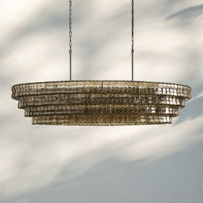 Ghiaccio Glass Oval Chandelier 54''65'' - Cyran Lamps
