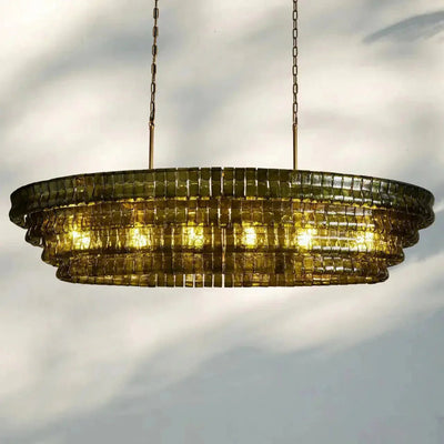 Ghiaccio Glass Oval Chandelier 54''65'' - Cyran Lamps