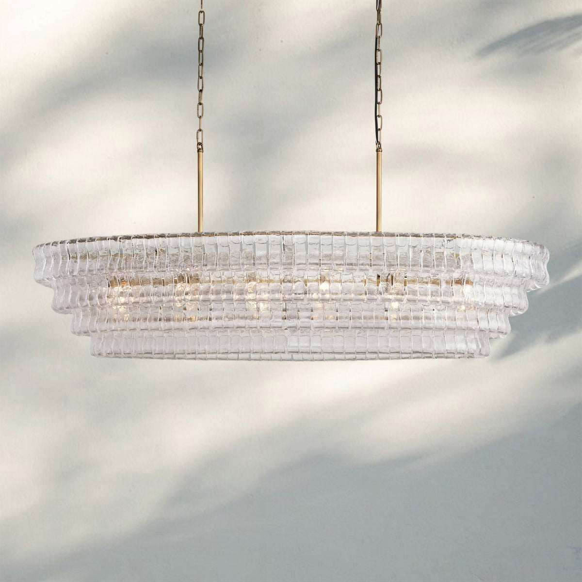 Ghiaccio Glass Oval Chandelier 54''65'' - Cyran Lamps