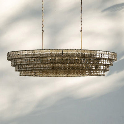 Ghiaccio Glass Oval Chandelier 54''65'' - Cyran Lamps