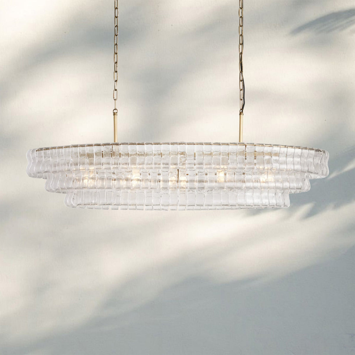 Ghiaccio Glass Oval Chandelier 54''65'' - Cyran Lamps
