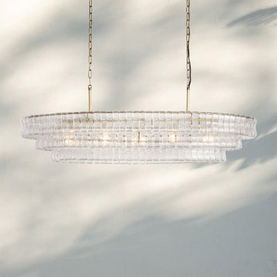 Ghiaccio Glass Oval Chandelier 54''65'' - Cyran Lamps