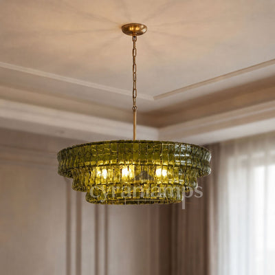 Ghiaccio Glass Round Chandelier - Cyran Lamps