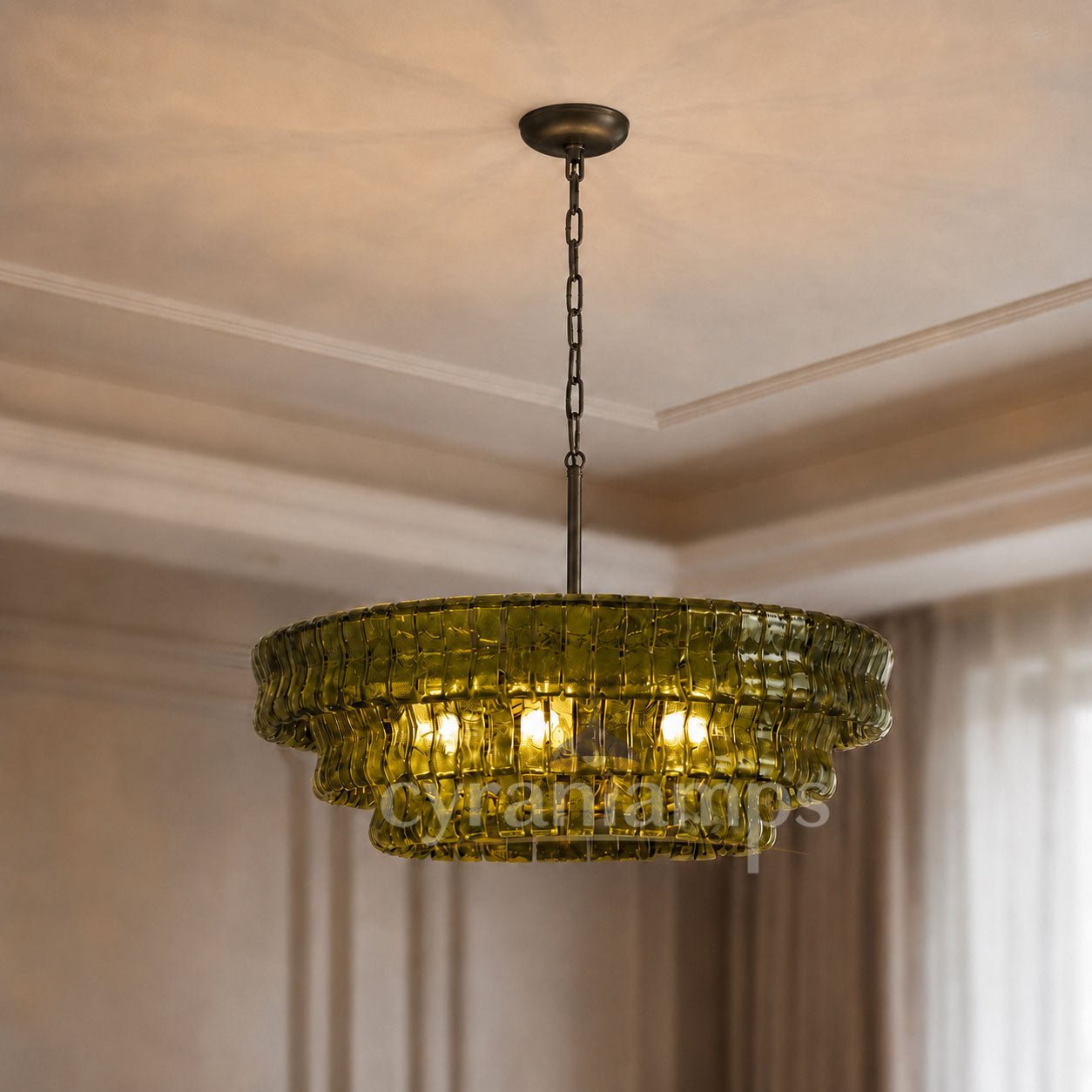 Ghiaccio Glass Round Chandelier - Cyran Lamps