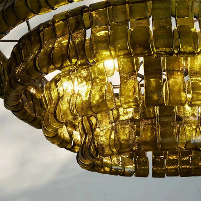 Ghiaccio Glass Round Chandelier - Cyran Lamps