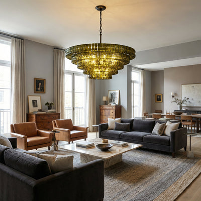 Ghiaccio Glass Round Chandelier - Cyran Lamps
