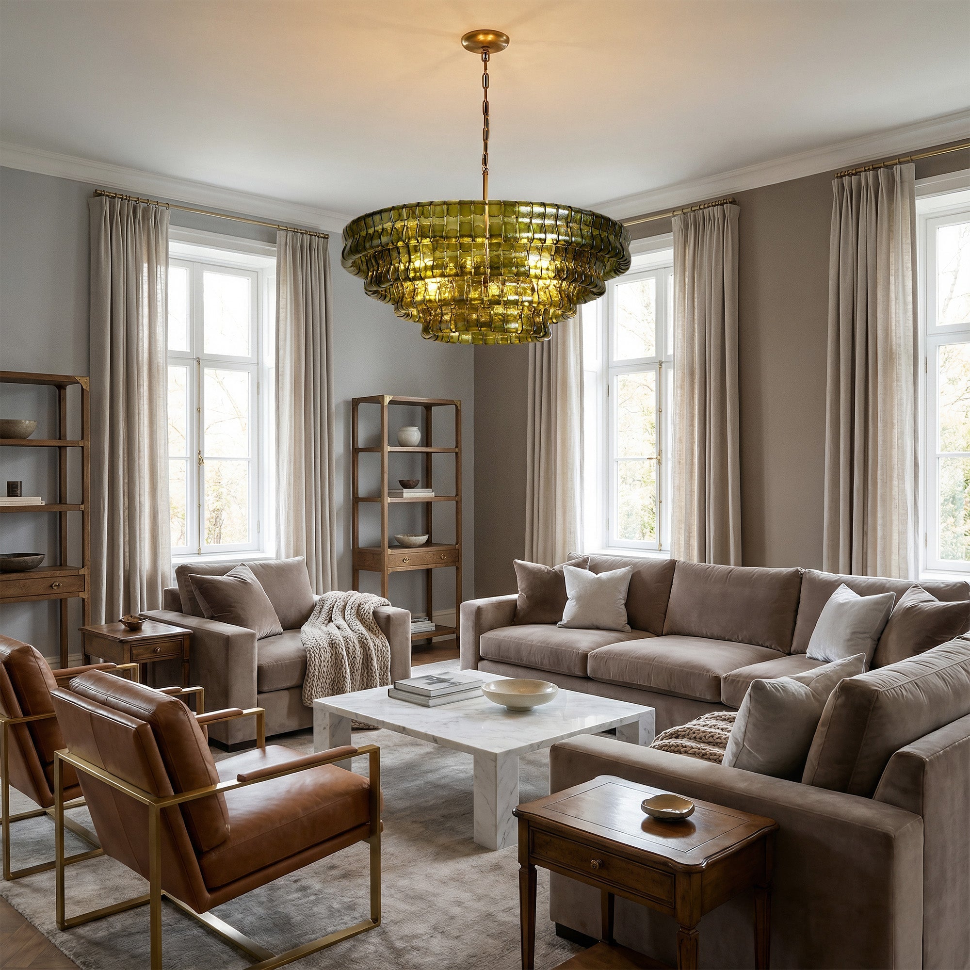 Ghiaccio Glass Round Chandelier - Cyran Lamps