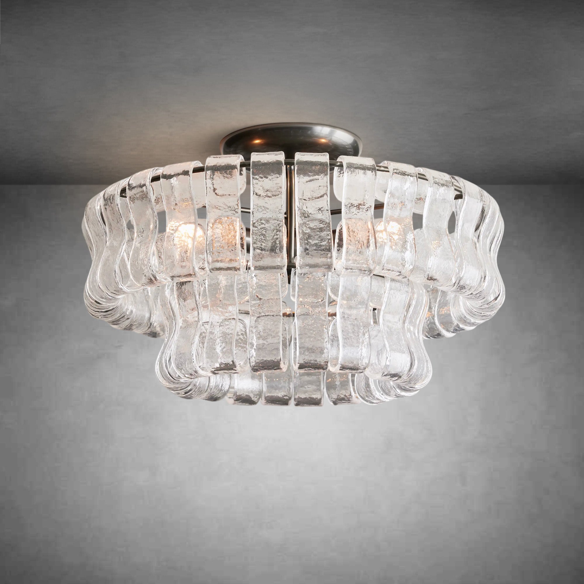 Ghiaccio Modern Glass Flushmount - cyranlamps