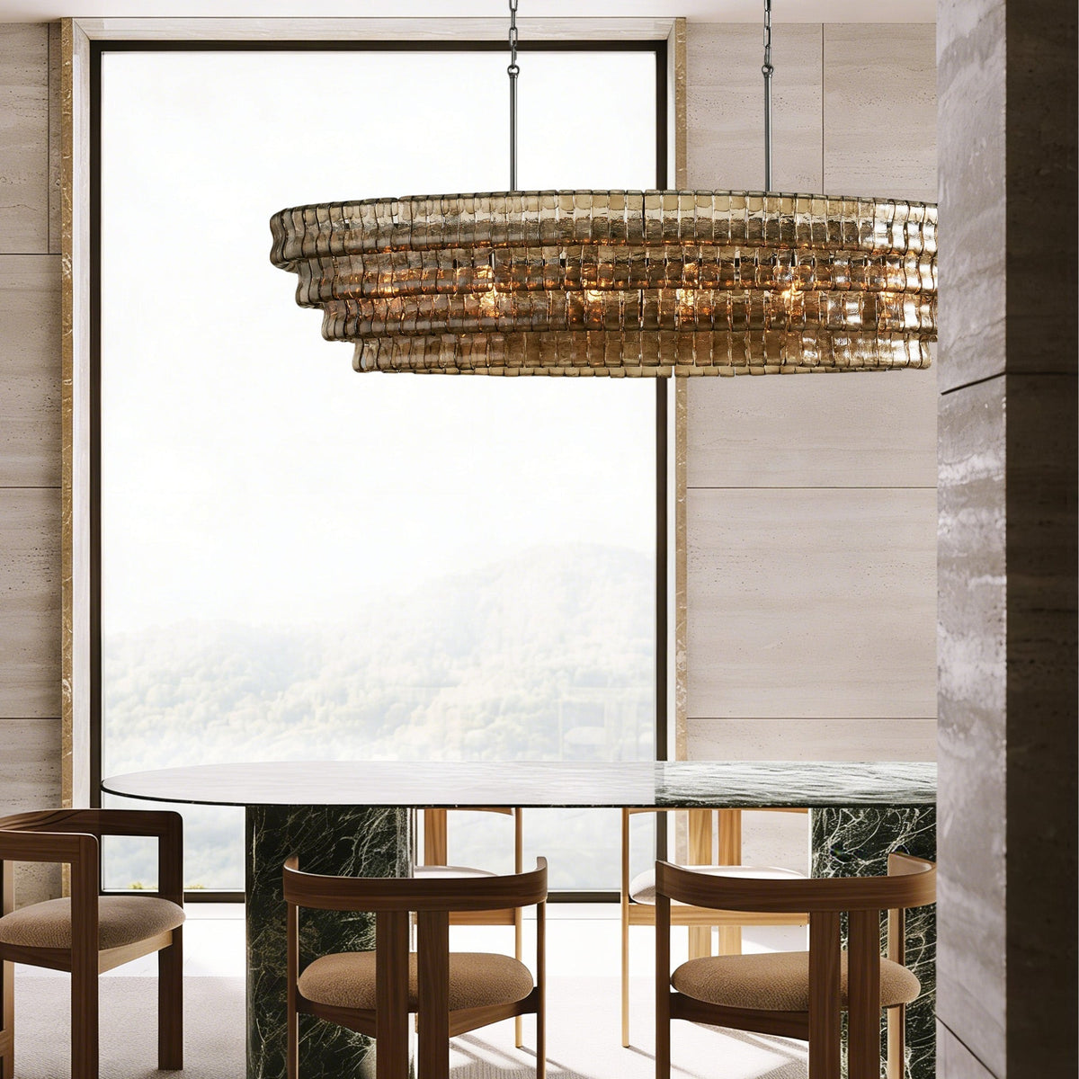 Ghiaccio Oval Chandelier 54"W/65"W - Merlinlamps
