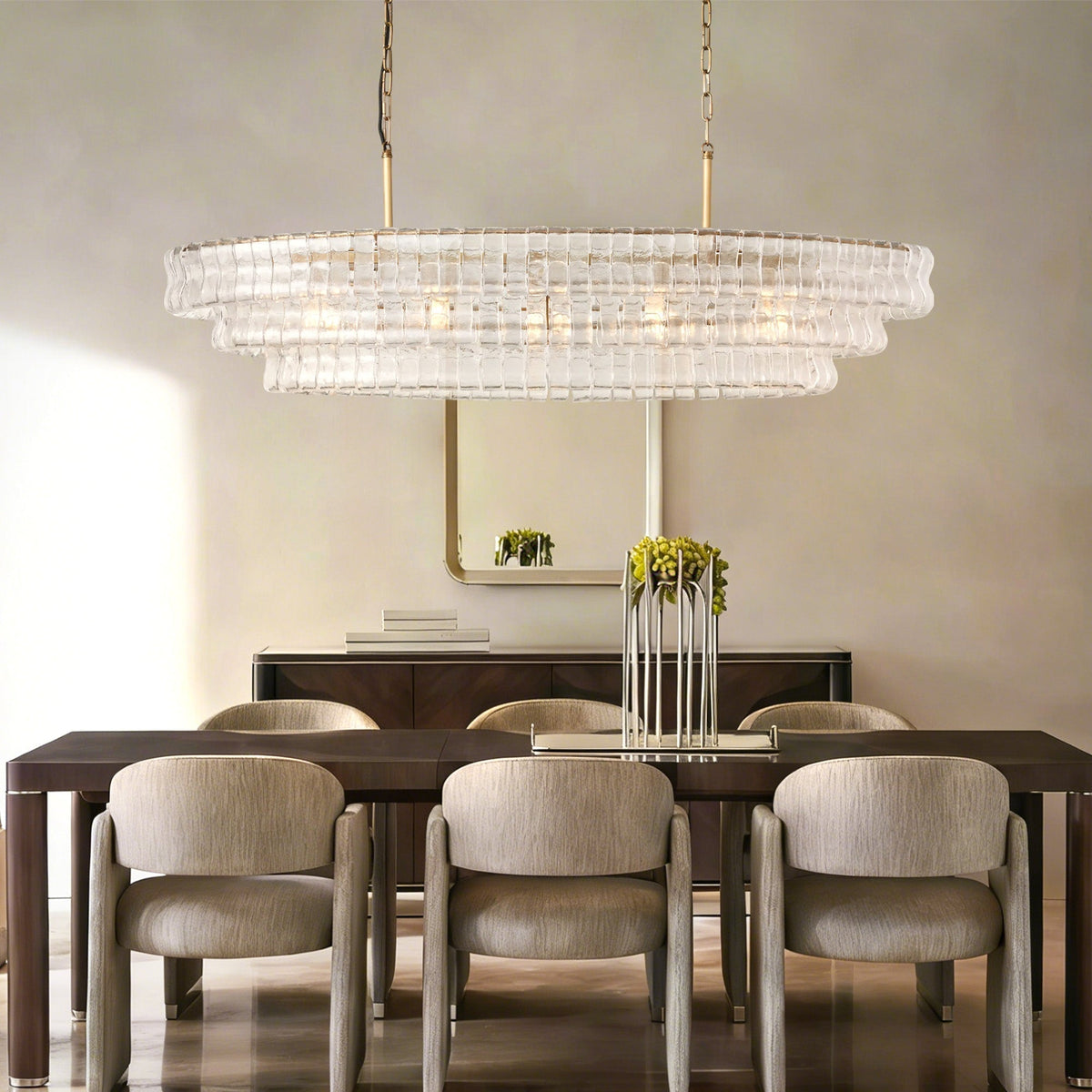 Ghiaccio Oval Chandelier 54"W/65"W - Merlinlamps