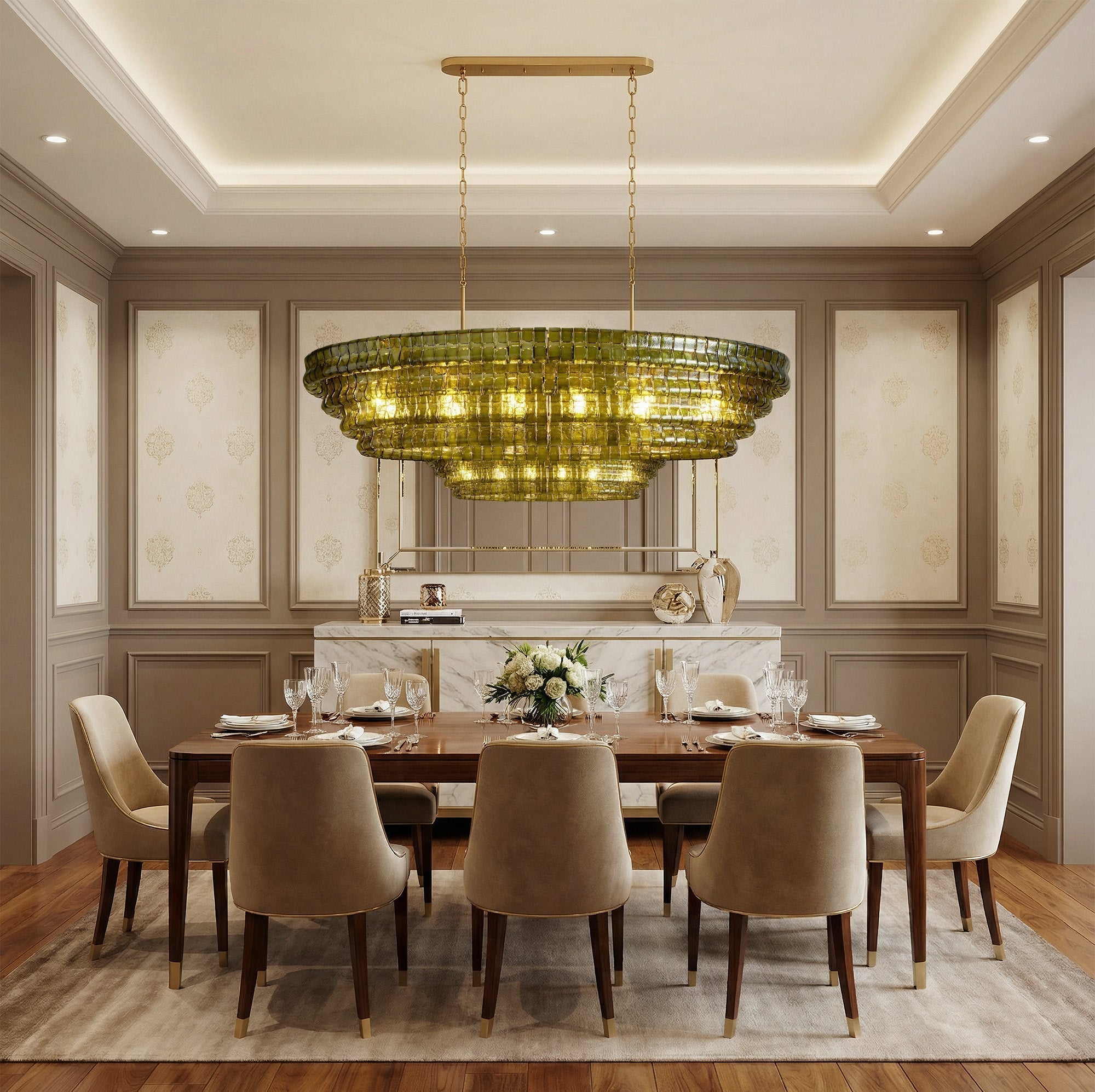 Ghiaccio Oval Chandelier 54"W/65"W - Merlinlamps