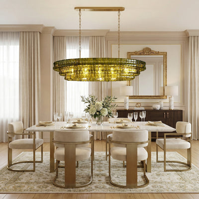 Ghiaccio Oval Chandelier 54"W/65"W - Merlinlamps