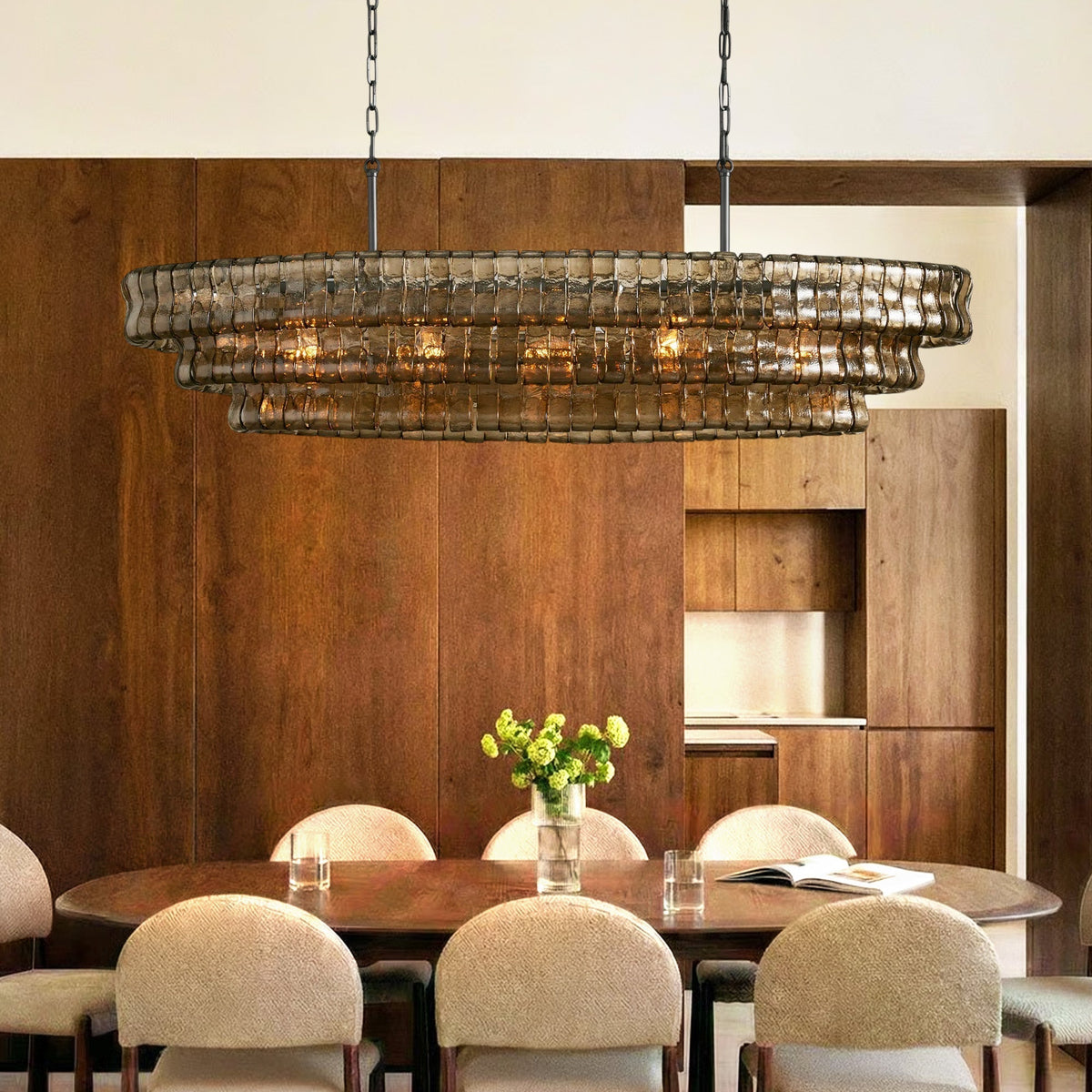 Ghiaccio Oval Chandelier 54"W/65"W - Merlinlamps