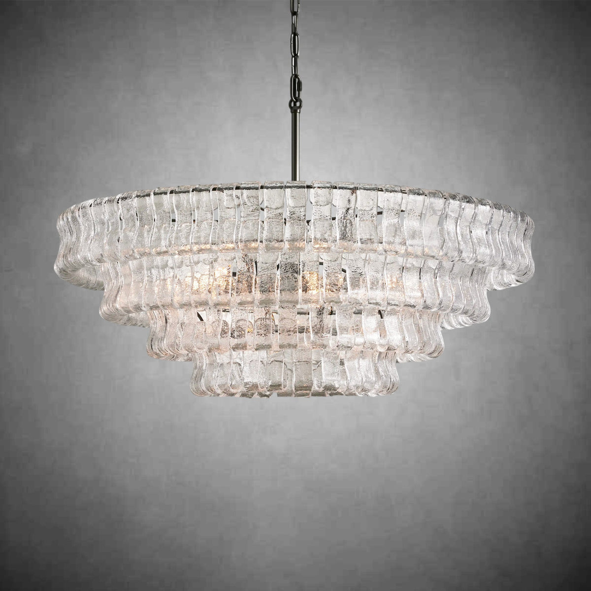 Ghiaccio Round Glass Chandelier - cyranlamps