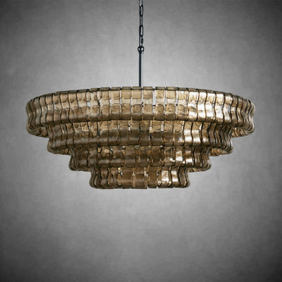 Ghiaccio Round Glass Chandelier - cyranlamps
