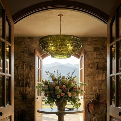 Ghiaccio Round Glass Chandelier - cyranlamps