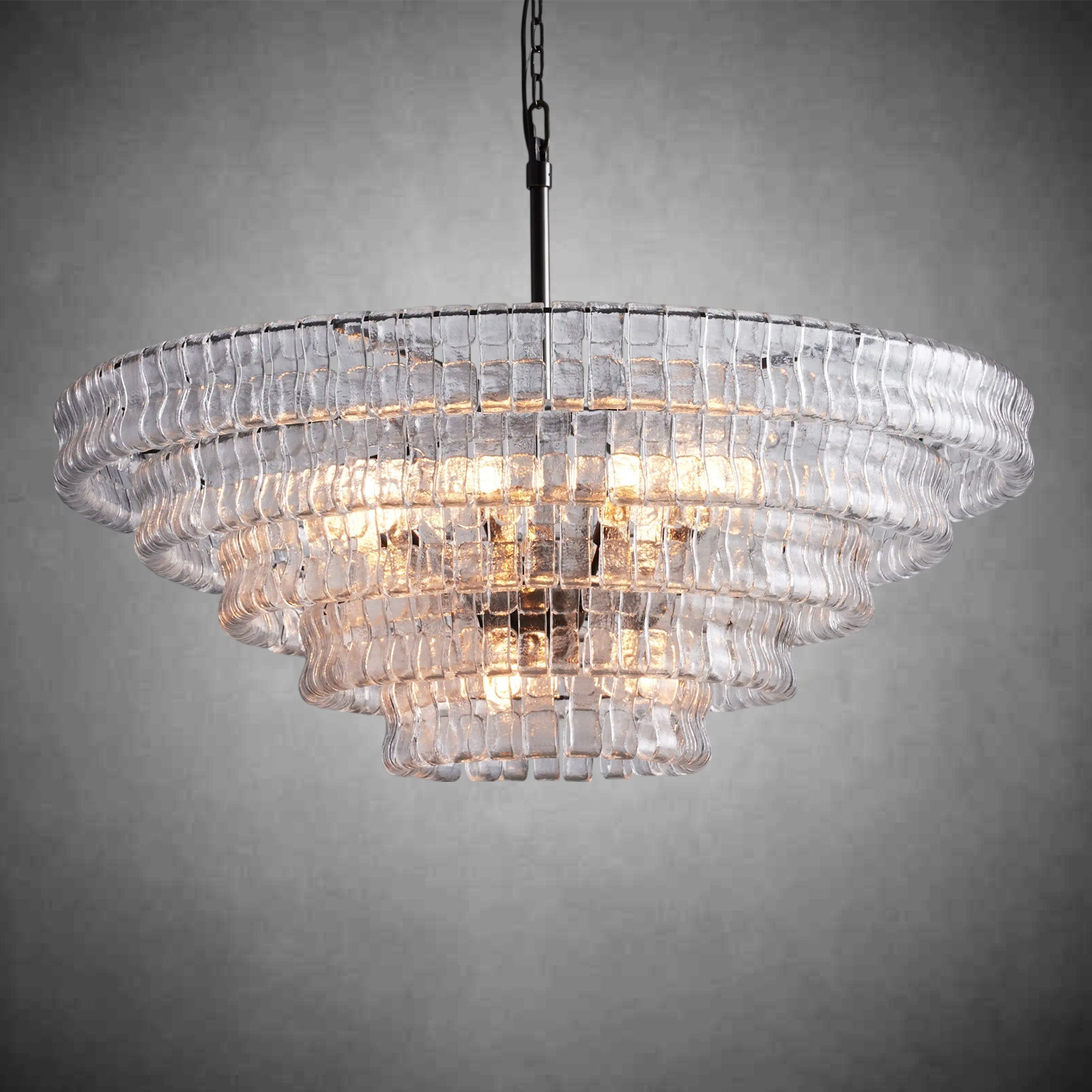 Ghiaccio Round Glass Chandelier - cyranlamps