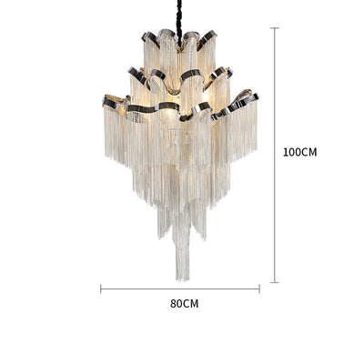 Gladys Aluminum Chain Tassel Stream Chandelier - cyranlamps