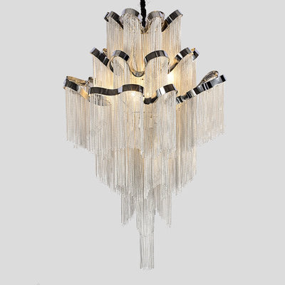 Gladys Aluminum Chain Tassel Stream Chandelier - cyranlamps
