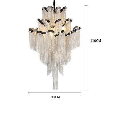 Gladys Aluminum Chain Tassel Stream Chandelier - cyranlamps