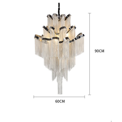 Gladys Aluminum Chain Tassel Stream Chandelier - cyranlamps
