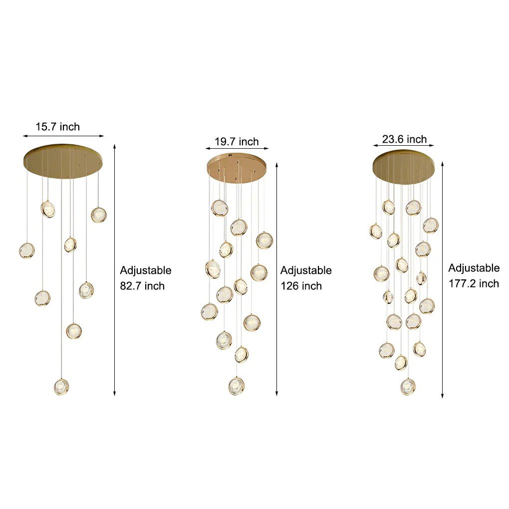 Global Crystal Cluster Adjustable Luxury Staircase Modern Long Chandelier - Cyran Lamps