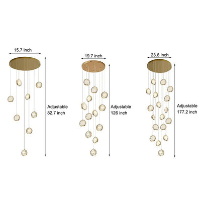 Global Crystal Cluster Adjustable Luxury Staircase Modern Long Chandelier - Cyran Lamps