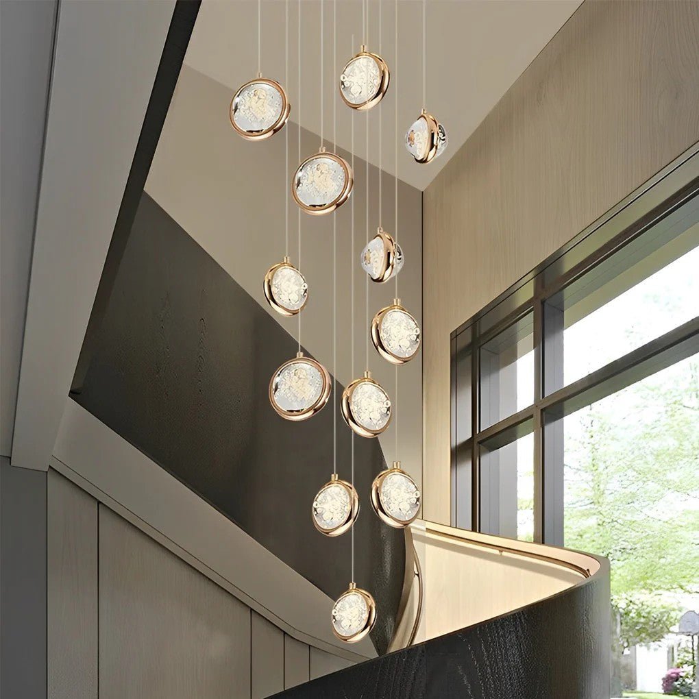 Global Crystal Cluster Adjustable Luxury Staircase Modern Long Chandelier - Cyran Lamps