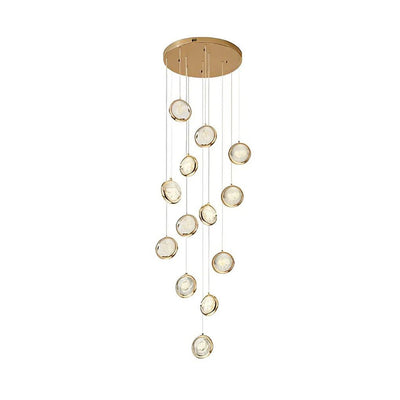 Global Crystal Cluster Adjustable Luxury Staircase Modern Long Chandelier - Cyran Lamps
